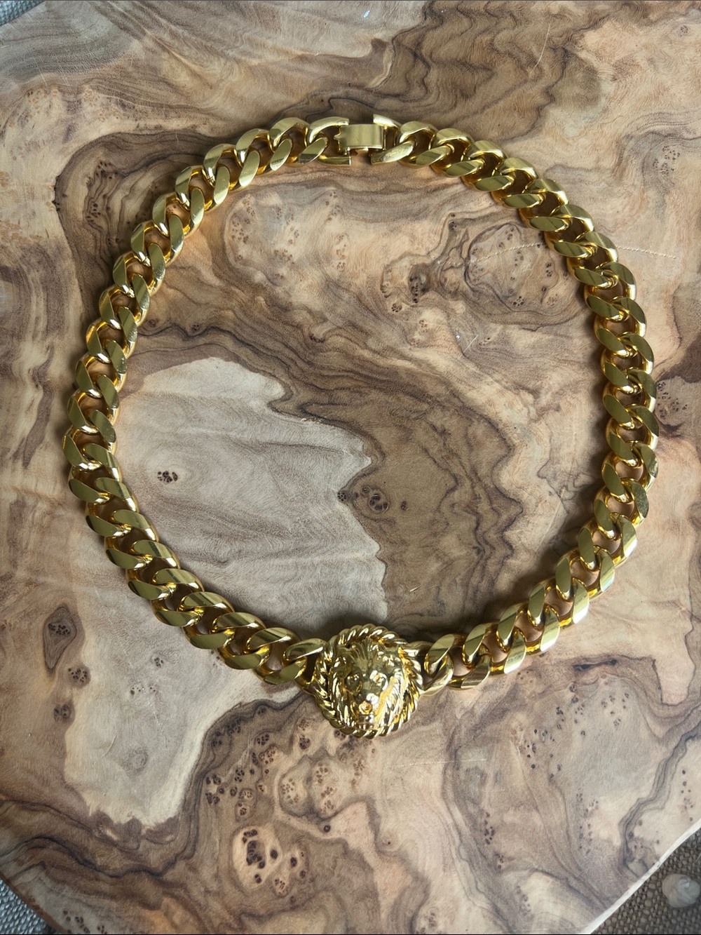 Anne Klein Gold-Tone Lion Head Curb Chain Necklace